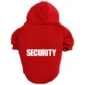 Detailed close-up of red pet dog hoodie with security print, comfortable fabric for small dogs. - 3XL / SE-Red