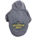 Grey dog hoodie for Halloween pet apparel with cute pumpkin print, warm and comfortable pet clothes. - XS / Batman Grey