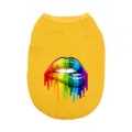 Gilet pour chien imprimé lèvres arc-en-ciel coloré pour petits moyens grands chiens été vêtements - Jaune