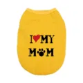 Yellow pet dog vest detail showing cute printed text pattern, comfortable cotton fabric daily wear. - Yellow (Black Label)