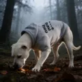 Detail view of grey dog hoodie with hood and paw print pattern for medium pets - 3XL / Light Gray