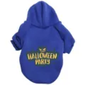 Blue pet hoodie for dogs with Halloween party pumpkin print, cozy hooded dog apparel detail. - XS / Batman Blue