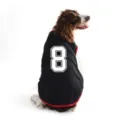 Breathable mesh dog sports jersey for summer pet apparel with number 8 graphic print. - 3XL / Black