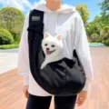 Comfortable black pet sling bag for small dogs and cats, portable outdoor pet carrier for travel. - One Size / Black