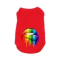 Rood hondenhesje met kleurrijke regenboog lippen print, perfecte zomerkleding voor uw huisdieren. - XS / Rood