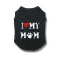Black pet vest with cute heart and paw print graphic detail, soft fabric for dogs. - Black (White Label)