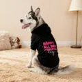 Black pet hoodie for medium large dogs, cute letter printed dog sweatshirt, warm apparel. - 3XL / Black