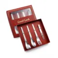 Edelstahl gehämmertes besteck set in roter geschenkbox für dessert löffel gabel 4tlg - 304 Gehämmertes 4-Teiliges Geschenkset / Naturfarben