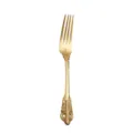 Elegante tenedor de postre vintage dorado de acero inoxidable grabado para la mesa - Tenedor de mesa estilo corte de acero 410 - Oro titanio