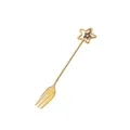 Goldene Edelstahl Kuchengabel mit hohlem Stern-Griff für elegante Dessert- und Obstteller. - 304 Titangold-Gabeln mit Sternanhänger - Schwarzer Stern