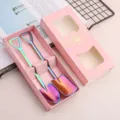 Set de cucharas de pala de acero inoxidable con caja de regalo rosa, cuchara de helado. - Juego de 2 cucharas de pala cuadrada con caja rosa - Multicolor