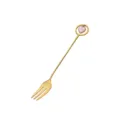 Goldene edelstahl fruchtgabel mit rosa herz anhänger langer stiel dessertgabel - 304 Titangold-Gabeln mit rundem Anhänger - Rosafarbenes Herz