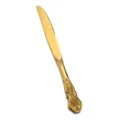 Gold stainless steel steak knife with vintage embossed handle, elegant European style dining tool. - Imperial Court Dinner Knife / Titanium Gold