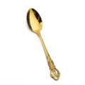 European vintage gold stainless steel dinner spoon with hollow carved floral relief design - Imperial Court Dinner Spoon / Titanium Gold