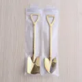 Juego de cucharas pala de acero inoxidable oro bonito postre helado cuchara vajilla plana y punta - Juego de 2 cucharas pala puntiaguda y cuadrada en bolsa gruesa con cremallera - Dorado