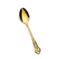 Gold vintage stainless steel spoon with ornate hollow relief handle, elegant European retro design. - Imperial Court Tea Spoon / Titanium Gold