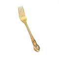 Gold stainless steel vintage embossed dinner fork, elegant ornate hollow handle variant. - Imperial Court Tea Fork / Titanium Gold
