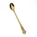Gold long-handled spoon featuring vintage hollow embossed palace style design for elegant dining. - Imperial Court Ice Spoon / Titanium Gold