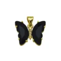 Gold plated black zirconia butterfly pendant necklace accessory, chic and elegant style. - Butterfly L (DN260517) / Pendant Only (No Chain)