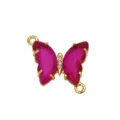 Gold plated pink butterfly zirconia jewelry connector charm for necklace bracelet DIY making - Butterfly C (DN260517) / Connector Only (Bracelet Accessory)