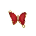 Gold Plated Red Zircon Butterfly Connector Charm for DIY Necklace Bracelet Jewelry Making - Butterfly D (DN260517) / Connector Only (Bracelet Accessory)