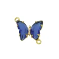 Blue Zircon Butterfly Connector Charm 18K Gold Plated Copper Jewelry Component DIY - Butterfly F (DN260517) / Connector Only (Bracelet Accessory)