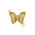 Gold-plated butterfly connector charm with amber cubic zirconia for DIY necklace jewelry. - Butterfly I (DN260517) / Connector Only (Bracelet Accessory)