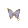 Gold plated butterfly connector with purple crystal wings and zirconia for DIY jewelry making - Butterfly J (DN260517) / Connector Only (Bracelet Accessory)