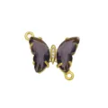 Gold plated purple crystal butterfly pendant connector jewelry accessory for DIY necklace bracelet - Butterfly K (DN260517) / Connector Only (Bracelet Accessory)