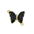 Gold plated brass black zircon butterfly pendant jewelry connector variant piece charm - Butterfly L (DN260517) / Connector Only (Bracelet Accessory)