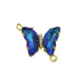 Gold plated blue zircon butterfly pendant charm, minimalist chic jewelry accessory for women. - Butterfly M (DN260517) / Connector Only (Bracelet Accessory)