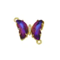 Gold plated butterfly connector charm with purple iridescent zircon for DIY necklace jewelry - Butterfly N (DN260517) / Connector Only (Bracelet Accessory)