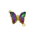 Colorful Zircon Butterfly 18K Gold Plated Jewelry Connector DIY Pendant Charm Accessory - Butterfly O (DN260517) / Connector Only (Bracelet Accessory)