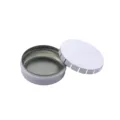 White round metal tin box detail, empty mini container for mints, lip balm and small items. - 55*18mm White In Stock (Click-Clack Tin) / White