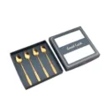 Creative rose long handle spoon set 4 pieces in gift box for coffee dessert cake - Short Rose Spoon 4 Pcs Green Box / Titanium Gold