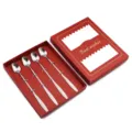 4-piece stainless steel rose long handle spoon gift box set for coffee dessert stirring. - Long Rose Spoon 4 Pcs Red Box / Natural