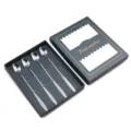 Stainless steel rose shape long handle stirring spoons set of four pieces in an elegant gift box. - Long Rose Spoon 4 Pcs Green Box / Natural