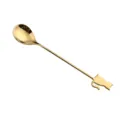 Gouden Roestvrijstalen Kat Lepel, Leuke Lange Handvat Koffielepel Dessert Variant - 304 Zittende kat lepels - Goud