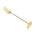 Gouden roestvrijstalen fruitvork met schattig vis handvat, elegante bestekvariant. - 304 Vis vorken - Goud