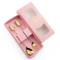 Leuke kat RVS lepel en vork cadeauset in goudkleur, perfect for koffie en heerlijke desserts. - 304 roestvrijstalen zittende kat lepel- & vorkset in roze doos - Goud
