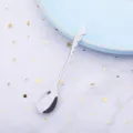 Cuchara de postre de acero inoxidable creativa, elegante asa de hoja, ideal para café y regalos. - Cucharas de ala 304