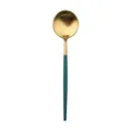 Edler runder Löffel aus Edelstahl, mattes Gold und dunkler Griff, elegante Besteckvariante. - Pfauengrün Gold - Esslöffel