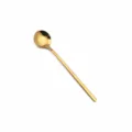 15cm Titanium Gold Long Handle Round Spoon, Stainless Steel Coffee Dessert Mixing Spoon - Small Round Spoon / 15cm / Titanium Gold
