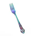 Stainless steel rainbow fork, European vintage hollow embossed design, elegant dinnerware style. - Imperial Court Dinner Fork / Iridescent