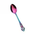 Stainless steel retro hollow spoon, colorful electroplated vintage embossed tableware SKU. - Imperial Court Tea Spoon / Iridescent