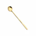 Elegante cuchara redonda de mango largo de acero inoxidable 17cm dorada para postre café - Cuchara Redonda Pequeña / 17cm / Oro Titanio