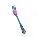 Stainless steel rainbow vintage hollow embossed dinner fork for western steak dining table use. - Imperial Court Tea Fork / Iridescent