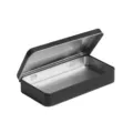Zwarte metalen doos met deksel, rechthoekige lege opbergcontainer voor pillen en kleine voorwerpen. - 128x55x20mm Zwart