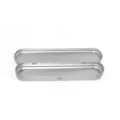 Gedetailleerde close-up van de zilveren metalen opbergdoos binnenkant met gladde afwerking. - 177x35x20mm Zilver