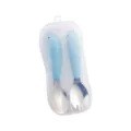 Set de couverts portables pour bébé avec cuillère et fourchette en inox dans étui clair. - Dauphin Bleu